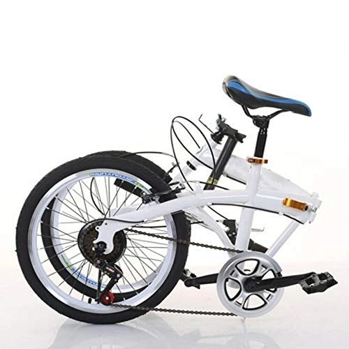 Vélos pliant : Vélo pliable 20" en acier carbone - Petit vélo pliable unisexe - 7 vitesses - Frein avant en V et frein arrière - Vélo de ville pour adulte - Blanc