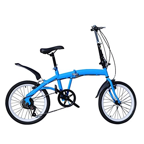 Vélos pliant : Vélo pliable de 20 pouces - 7 vitesses - Réglable en hauteur - En acier au carbone - Double frein V avancé - Couleur : bleu