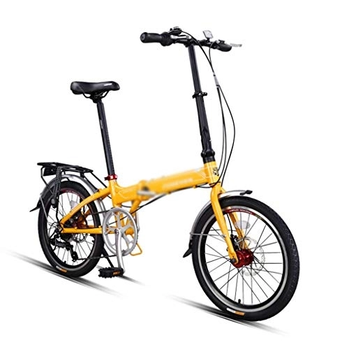 Vélos pliant : Vélo Pliable Portable Vélo 20 Pouces Vélos Étudiants Vélo Girl Route 7 Vitesse (Color : Yellow, Size : 20 inches)