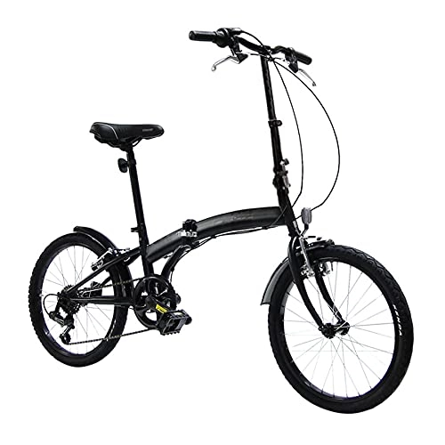Vélos pliant : Vélo pliable à 6 vitesses, roues 20", noir mat, léger, occupe peu d'espace.