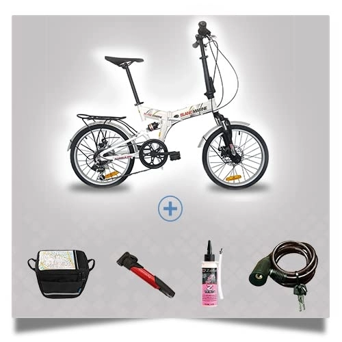 Vélos pliant : Vélo Pliant 20 PM4 Blancmarine - avec Sacoche, Pompe à Main, Anti crevaison et antivol- Solde - Stock limité - en Aluminium - Garantie 5 Ans
