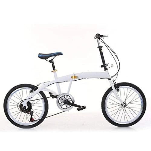 Vélos pliant : Vélo pliant 20 pouces 7 vitesses - Frein en acier au carbone Double V - Vélo pliable 44T - Blanc