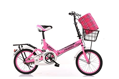 Vélos pliant : Vélo Pliant 20 Pouces vélo pour Femme vélo léger et Portable sans Installation avec Panier Porteur 120kg(Color:Pink, Size:Air Transport)