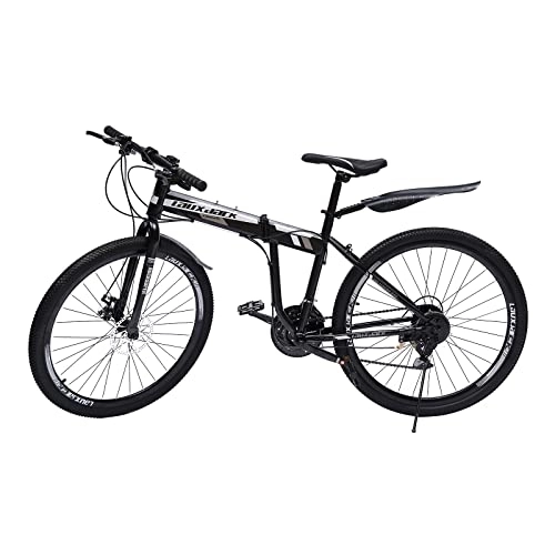 Vélos pliant : Vélo pliant 21 vitesses 26 pouces hauteur réglable vélo de montagne pliant avec freins à disque avant / arrière, poids de charge 130 kg pour camping jardin