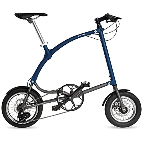 Vélos pliant : Vélo Pliant OSSBY Curve Eco - Vélo Urbain Pliant - 3 Vitesses - Roue 14" - Cadre Aluminium - Fabriqué en Europe (Bleu)