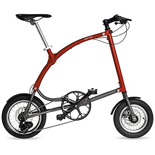 Vélos pliant : Vélo Pliant OSSBY Curve Eco - Vélo Urbain Pliant - 3 Vitesses - Roue 14" - Cadre Aluminium - Fabriqué en Europe (Rouge)