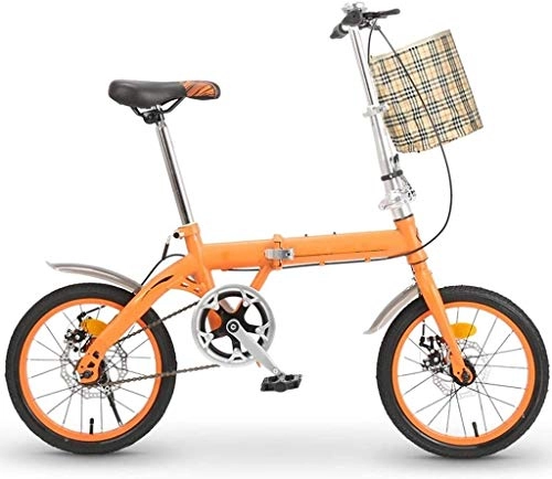 Vélos pliant : Vélo pliant Vélo de montagne Cruiser 16po Étudiant extérieur Sport Cyclisme haute en acier au carbone monovitesse portable pliable vélo for Hommes Femmes Léger Casual Damping vélo ( Color : Orange )