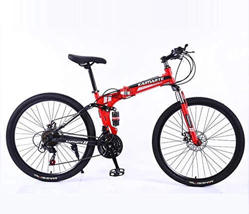 Vélos pliant : Vélo vélo Pliable de vélos Adulte 24 / 26 Pouces VTT, Suspension complète Vélo Vélo for Hommes et Dames Fitness Loisirs en Plein air Vélo, 21 / 24 / 27 Vitesse (Color : Red, Size : 24inch 27 Speed)