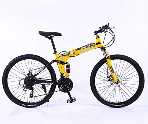 Vélos pliant : Vélo vélo Pliable de vélos Adulte 24 / 26 Pouces VTT, Suspension complète Vélo Vélo for Hommes et Dames Fitness Loisirs en Plein air Vélo, 21 / 24 / 27 Vitesse (Color : Yellow, Size : 26inch 24 Speed)