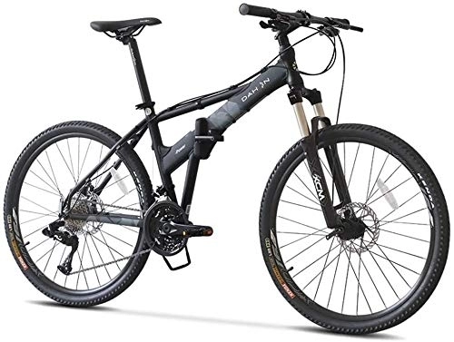 Vélos pliant : Vélos de montagne, 26 pouces 27 Vitesse Hardtail VTT, Cadre pliant en aluminium Anti-Slip vélo, enfants adultes tout terrain VTT, (Color : Black)