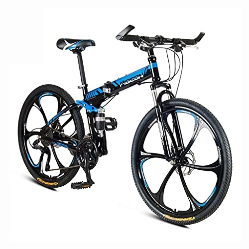 Vélos pliant : Vélos de montagne pour hommes de 26 pouces, VTT en acier à haute teneur en carbone, siège réglable à suspension de vélo de montagne, vélos pliants 24 / 27 / 30 vitesses (couleur : rouge, vitesse : 24 vite