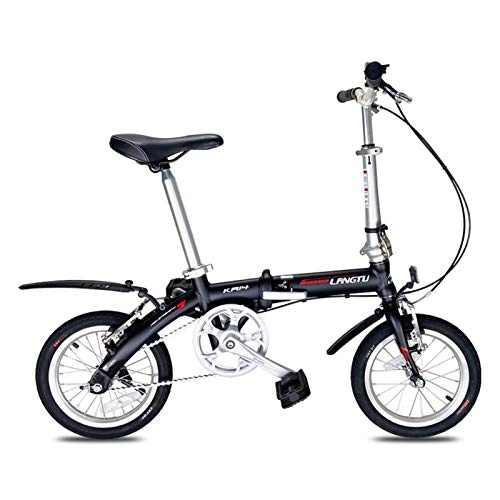 Vélos pliant : Vélos pliants, 14 Pouces Pliable Légère Mini Petit Vélo Petit Vélo Portable Étudiant Adulte Adapté À Hauteur 120cm-180cm (Color : Black, Size : 14in)