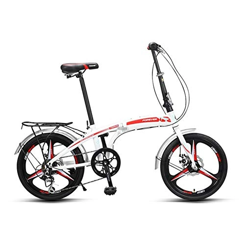 Vélos pliant : Vélos pliants, 20 Pouces Léger Pliable Mini Bike Petit 5 Speed ​​Bike Portable Vélo Étudiant VTT Extérieur for Hauteur 130cm-190cm (Color : White)