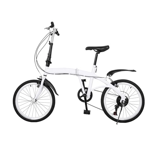 Vélos pliant : Vélos Pliants - 20 Pouces Mâle Femelle Portable Vélo Pliant, 7 Vitesses Vélo de Ville Pliant avec double frein en V, ystème de pliage rapide(blanc)