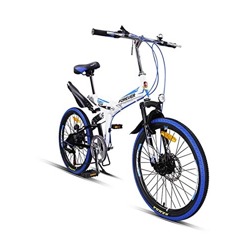 Vélos pliant : Vélos pliants, 22 Pouces Vélo Léger Mini Vélo Pliable À 7 Vélos Petit Vélo De Vélo Portable for Adolescents Adultes Étudiant (Color : Blue)