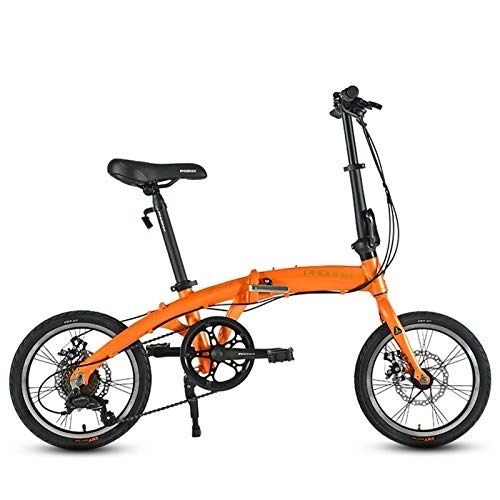 Vélos pliant : Vélos pliants, Alliage D'aluminium Variable Pliable À 7 Vélos, Ultra-léger Mini-Bicyclette Absorbant Les Chocs for Hommes Et Femmes Étudiants Adultes (Color : Orange, Size : 16in)