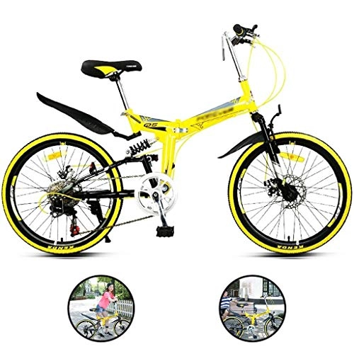 Vélos pliant : Vélos pliants Pliant Vélos Les Vélos for Enfants Pliant VTT Vélos Général Vitesse Variable for Hommes Et Femmes Vélos Vélos Adultes Portables Ultra-légers (Color : Yellow, Size : 22inches)
