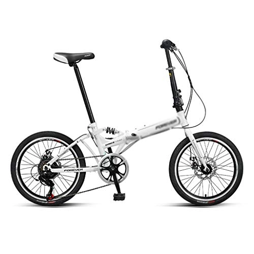 Vélos pliant : Vélos pliants Vélo Adulte Portable Vélos À Vitesse Variable Vélos De 20 Pouces Vélos Étudiants (Color : Blanc, Size : 20 inches)