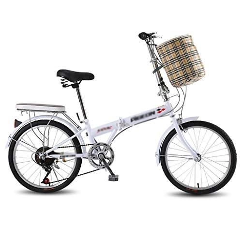 Vélos pliant : Vélos pliants Vélo de Sport Vélo de Montagne stabilisé portatif Amortisseur de Chocs Vélo Ultra-léger de 20 Pouces (Color : Blanc, Size : 135 * 10 * 110cm)