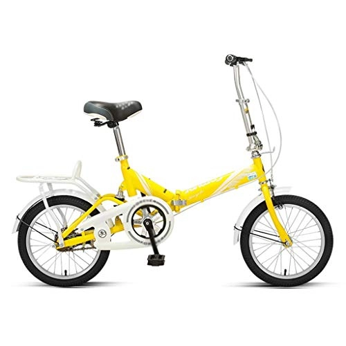 Vélos pliant : Vélos pliants Vélo de Sport vélo de Rangement Pliable Portable Petit vélo de Sport 16 Pouces à Une Vitesse Enfants Adultes vélo (Color : Yellow, Size : 135 * 10 * 99cm)