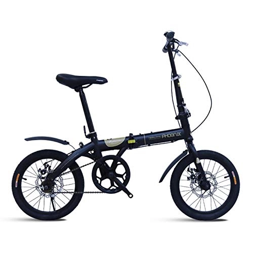 Vélos pliant : Vélos pliants, Vélos Pliants, Bicyclette Compact Commuter Urban, 7 Vitesse Pliable Bike Poids Léger for Hommes Femmes, 20in Suspension Vélo Pliante (Color : Black, Size : 16in)