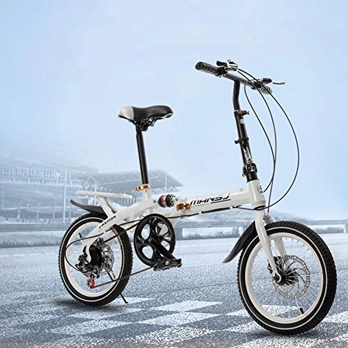Vélos pliant : WAHHW Mini vélos pliants 14 Pouces vélo Pliant Shifting, Antidérapant résistant à l'usure Pliable léger en Alliage d'aluminium Portable vélo Pliable, Blanc