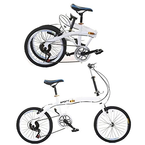 Vélos pliant : Wangkangyi Vélo, 20 ’’, blanc, à 7 vitesses, vélo pliable avancé , VTT, vélo de camping, de montagne, avec système de pliage rapide, frein V-brake