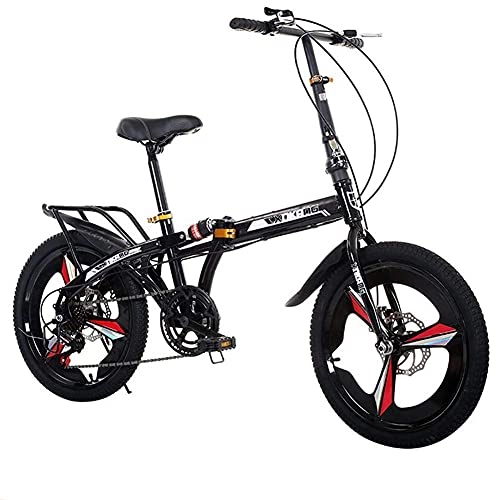Vélos pliant : WENHAO Vélo City Unisexe Adultes Pliant Mini Bicyclettes Léger for Hommes Femmes Adolescents Teens Classic Commertables avec guidon réglable Cadre alliage de guidon et de sécurité, 7 vitesses - roues