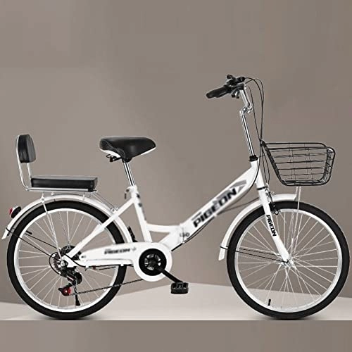 Vélos pliant : Winvacco Vélos de Ville Léger, Bicyclette, Vélo, Balade à vélo, Compact Vélo Pliable 7 Vitesses, White-22inch