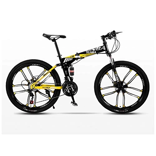 Vélos pliant : WJJ Vélos de Ville VTT, VTT en Aluminium De vélo Pliant Montagne Vélo Route VTT Homme 24 Vélos Vitesse des Roues for Adultes Femmes Vélo de Montagne Adulte (Color : Yellow, Size : 24in)