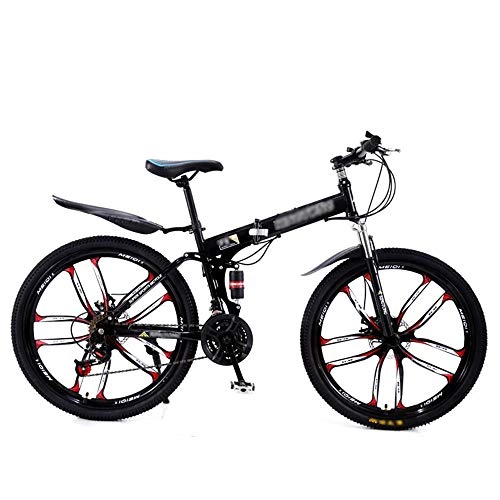 Vélos pliant : WXLSQ Outroad VTT 26 Pouces vélo, avec Anti-Skid 27 Vitesse vélo Pliant Pleine Suspension VTT Vélo pour Adultes Ados Mountain Bikes, Noir