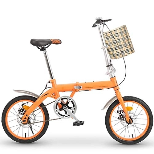 Vélos pliant : XBSXP 16in Cruiser Bikes Vélo Pliant, vélo à Double Frein à Disque pour Adulte, bicyclettes pour Dames étudiants, Enfants, garçons et Filles, vélo d'exercice de Sport Portable léger avec