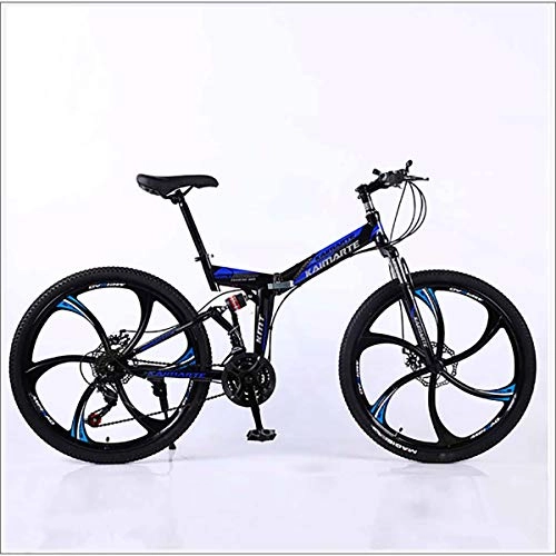 Vélos pliant : XER VTT pliable - Double levage, 27 vitesses, 26 pouces, 6 hauts-carbone, freins à disque - Bleu - 24 vitesses