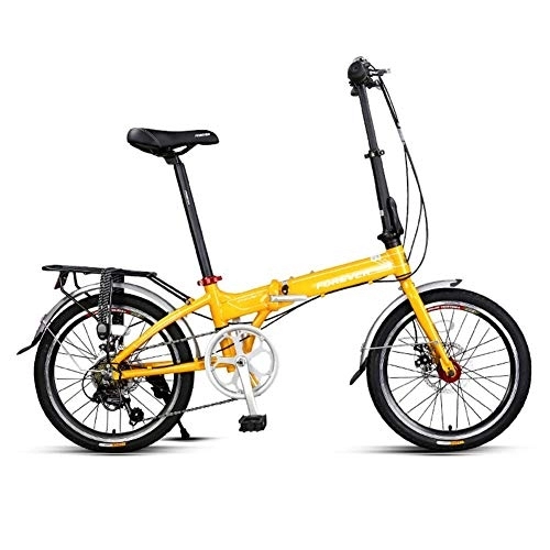 Vélos pliant : Xiaoyue Adultes vélo Pliant, 20 Pouces 7 Vitesse Pliable vélos, Super Compact Urban Commuter vélos, Pliable vélo avec antidérapante et Pneu résistant à l'usure, Gris lalay (Color : Yellow)
