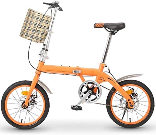 Vélos pliant : XIN 16po Pliant Mountain Bike Cruiser vélo monovitesse Étudiant extérieur Sport Cyclisme Portable Pliable Vélo Hommes Femmes Léger Casual Damping vélo (Color : Orange)