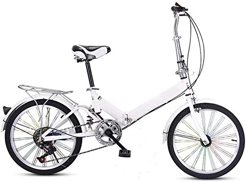 Vélos pliant : XIN 20po Pliant VTT Vélo Étudiant extérieur Sport Cyclisme Portable à Vitesse Variable for vélo Pliant Hommes Femmes Lightweight Folding Casual Damping vélo (Color : White)