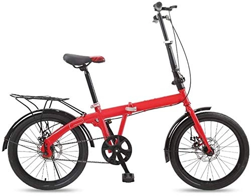 Vélos pliant : XIN Pliant de vélo de Montagne Vélo 20po monovitesse Étudiant extérieur Sport Cruiser Cyclisme Portable Pliable vélo for Hommes Femmes Lightweight Folding Casual Damping vélo (Color : Red)