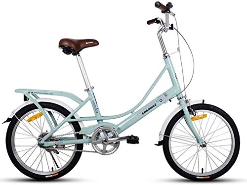 Vélos pliant : XIUYU Adultes 20" Vélos pliants, Poids léger vélo Pliant avec Carry arrière Rack, monovitesse Pliable Compact de vélos, Cadre en Alliage d'aluminium (Color : Light Green)