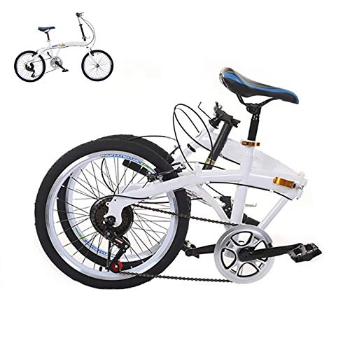 Vélos pliant : XUELIAIKEE Fibre De Carbone Vélo Pliant, 20 inch Léger Vélo 6-Vitesse Engrenages Cyclisme Banlieue Vélos De Route pour Adulte Étudiant Extérieur Sports-Blanc 20 Pouces