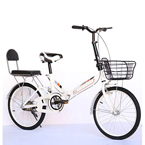 Vélos pliant : XYSQ Vlos Pliables Adulte Vlo Pliant, Anti-Pneu VTT Mle Et Femelle Adulte, Lgre Mini Folding Bike-Roues De 20 Pouces (Color : White)