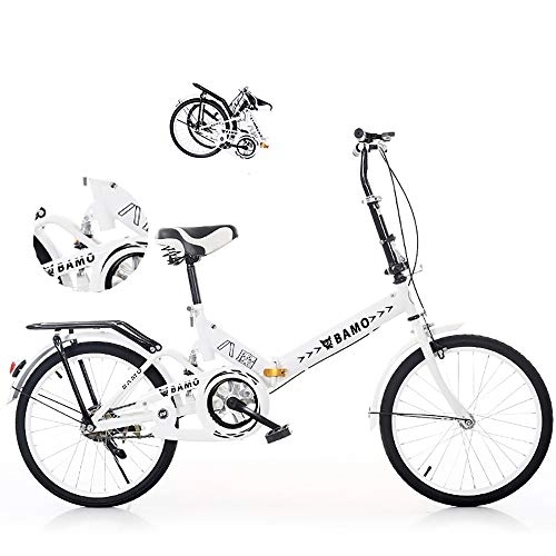 Vélos pliant : Yajun Pliant Vélo étudiant Bikes Adulte Multifonctionnel Amortisseur Hommes Et Femmes Ultra Léger Vélos Portable 16 / 20 Pouces, White, 16-inch