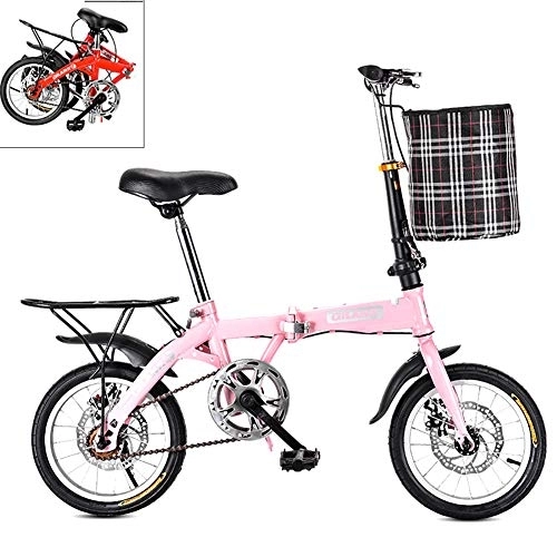 Vélos pliant : Yajun VTT Vélo Pliant Bikes Monovitesse Adulte Hommes Femmes Ultra-léger en Alliage D'aluminium Mini Portable Sport Riding Bike, Pink, 16-inch