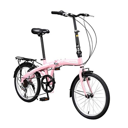 Vélos pliant : Yan qing shop 7 20po Speed ​​City Vélos pliants for Adultes, Vélos vélo Pliable Compact Route avec Dos, prêt de vélos Portables Urban Commuter (Couleur : Rose)