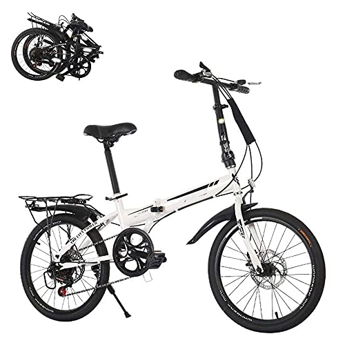 Vélos pliant : YANGHAO-VTT adulte- Bicyclette adulte pliant, vitesse variable à 6 vitesses de 20 pouces vélo pliante rapide de 20 pouces, freins à double disque avant et arrière, siège respirant respirant, corps de