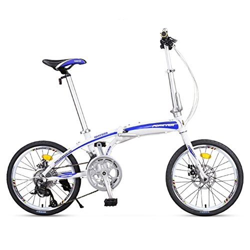 Vélos pliant : YEARLY Adultes vélos pliants, Vélo Pliable Lightweight Portable Hommes et Femmes 16 Vitesse Vélo Pliant-Bleu 20inch