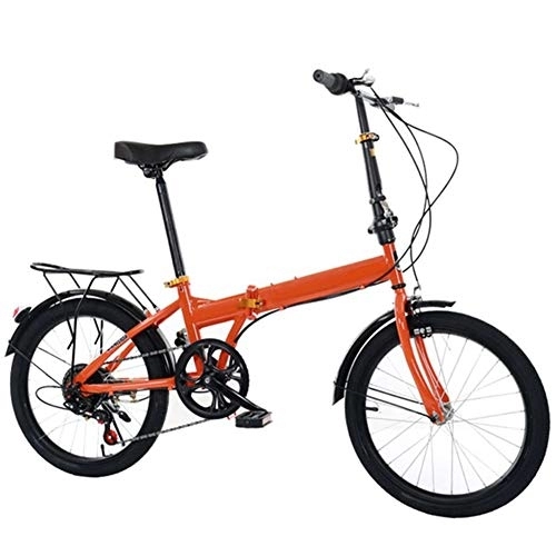 Vélos pliant : YGTMV 20 Pouces De Vélo De Montagne, Haut en Acier Au Carbone Pliant Outroad Vélos, Double Frein À Disque Vélos, Cadre Pliable, pour Adultes VTT, Orange
