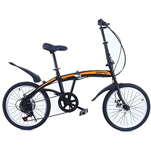 Vélos pliant : YHX Vélo Pliant de 20 Pouces avec Tige à 7 Vitesses et réglable, Cadre en Aluminium léger, Roadmountain Bike City Vaiable Speed Pliable Bicycle, Noir