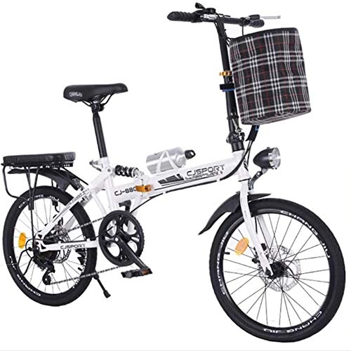 Vélos pliant : YRXWAN Vélo Pliant pour Adultes - Vélo Portable 20 Pouces à Frein à Disque à Vitesse Variable, Blanc