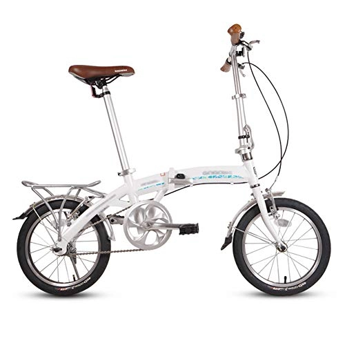 Vélos pliant : YSHCA16 Pouces Vélo Pliant, Cadre en Alliage Pliable vélos à Porte Bagages et Garde Boue Adulte Unisexe, White