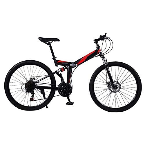 Vélos pliant : Yunyisujiao Vélos de Montagne, vélos de Montagne pliants de 24 Pouces, vélo 21 Vitesses VTT à Suspension complète, vélo Adulte Portable pour Hommes et Femmes (Color : Black)